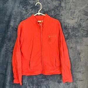 FieldGear‎ Red 100% Cotton Casual Full Zip Fleece Sweater Womans Size Large